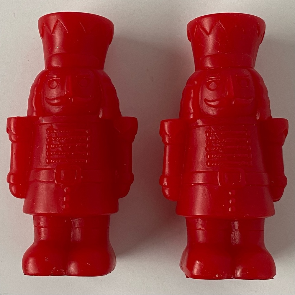 Toy Solider Candles pair bright Red 2 Wax New NIB Christmas 4” Holiday Time
